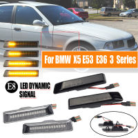 2x แบบไดนามิกพิทักษ์ LED เลี้ยวไฟเลี้ยวด้านข้างแสงลำดับโคมไฟสำหรับ BMW X5 E53 1999 2001 2002 2003 2004 2005 2006 E36 1997