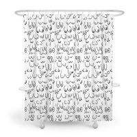 Funny y Boobs Pattern, Feminist Seamless Pattern with Breast Shower Curtain Set with Grommets and Hooks for Bathroom Decor