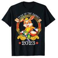 New Year S Eve กระต่ายจีนสุขสันต์วันปีใหม่2023 Hello 2023ความงามเสื้อผ้าน่ารักกระต่ายพิมพ์เสื้อยืดพิมพ์ลาย