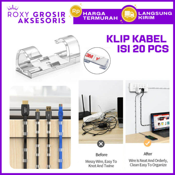 Klip Kabel Organizer Penata Kabel Tempel Dinding Lazada Indonesia