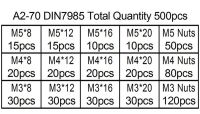 M3 M4เครื่องน็อตหัว P ฟิลลิปส์ชุดสกรูคละแบบชุดสกรูและน็อตสแตนเลส304 500ชิ้น