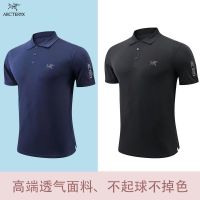 Arcteryx เสื้อยืดผู้ชายเสื้อโปโลธุรกิจไฮเอนด์ลายนกตัวใหญ่มีปกกว้างแขนสั้นกีฬาสันทนาการกลางแจ้งกอล์ฟความเร็วแห้งฤดูร้อนนำเข้า2023