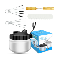 Airbrush Cleaning Kit with Holder 5Pcs Cleaning Needles, 5Pcs Cleaning Brushes, 9 Cotton Filter