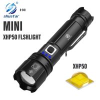 MINI High-power LED Flashlight with XHP50 Lamp Bead Super Bright Torch 5 Lighting Modes Zoomable Waterproof Lantern Use 14500 Rechargeable  Flashlight