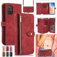 Long lanyard Flip Leather Phone Case For Samsung Galaxy A14 A34 A54 A13 A23 A33 A53 A52 A51 A50 Zipper Wallet Card Cover Coque