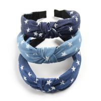 【YF】 Fashion Women Hair Accessories  Denim Hairbands Star Printing Headband Hoop Knotted Bands Bezel Headdress