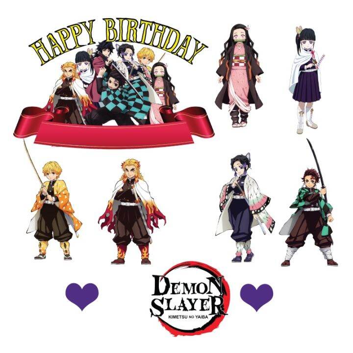 DEMON SLAYER High Quality Paper Cake Topper Kek Cake Decor Cupcake ...