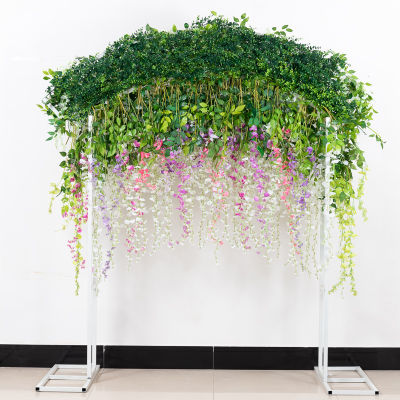 【cw】12pcs Wisteria Artificial Silk Flowers Vine Arch Rattan Hanging Garland Fake Plant Home Ceiling Party Wedding Decor Leaf String