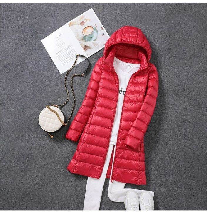 2023-women-spring-jacket-ultralight-thin-packable-down-long-jacket-female-hat-detachable-slim-fit-skirt-coat-portable-outwear