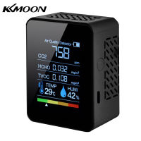 KKmoon Multifunctional 5in1 CO2ดิจิตอลเครื่องวัดความชื้นและอุณหภูมิคาร์บอนไดออกไซด์เม็ด TVOC เครื่องตรวจจับ HCHO Air หน้าจอที่มีคุณภาพ