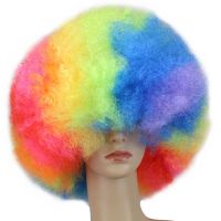 Qqxcaiw Pendek Culry Pesta Cosplay Merah Hijau Ungu Pink Hitam Biru Putih Kuning Coklat Rambut Pirang Dance Afro Wig Sintetis