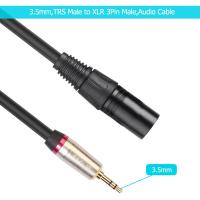 อะแดปเตอร์สายออดิโอสีดำตัวผู้สายออดิโอตัวผู้เป็น XLR 3Pin สเตอริโอ3.5มม. สำหรับเครื่องผสมไมโครโฟนหูฟัง