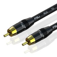 สาย RCA ถึง RCA ดิจิตัลซึ่งมีแกนร่วมสายออดิโอซับวูฟเฟอร์ขั้วต่อ SPDIF สเตอริโอตัวผู้สำหรับเครื่องขยายสัญญาณทีวีไฮไฟซับวูฟเฟอร์ Toslink