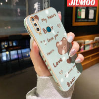 JIUMOO เคสสำหรับ Vivo Y3 Y3s 2020เคสลายหมีใหม่กรอบสี่เหลี่ยมเคลือบพื้นผิวเคสนิ่มซิลิกาเจลกันกระแทกเคสมือถือฝาครอบป้องกันเลนส์กล้องถ่ายรูปรวมทุกอย่าง