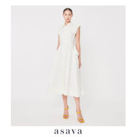 [asava ss23] Briony Ruffle Shirtdress เดรสเชิ้ต แขนกุด แต่งระบายต้นแขน แต่งกระเป๋าหน้า แต่งกระดุมหน้า