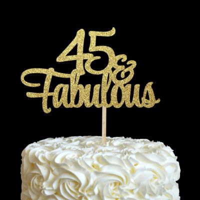 【☊HOT☊】 yixiao4564 ยอดเค้กสุดวิเศษ45ปีของตกแต่งปาร์ตี้วันเกิดหลายสีที่แวววาวของตกแต่งอุปกรณ์เสริมแต่งเค้ก