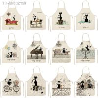 ﺴ㍿✚ 1 Pcs Cute Cat Pattern Kitchen Apron For Women Bibs Household Cleaning Pinafore Home Cooking Aprons Chef Apron For Man