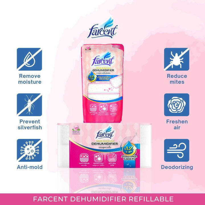 ฟาร์เซ็นท์-กล่องดูดความชื้น-660-มล-x-2-ชิ้น-farcent-dehumidifier-rose-660-ml-x-2-pcs