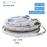 แถบไฟ LED 12โวลต์กันน้ำ IP65 DC 24โวลต์ RGB CCT IP20 IP67หลอด LED 5เมตรไฟตกแต่งห้องนั่งเล่นเทปยืดหยุ่น5050 2835