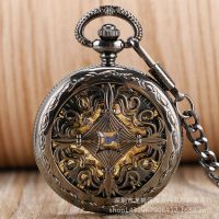 ❀❀ Factory direct sale retro elegance engraved hollow pattern fully automatic mechanical pocket watch gift for men and women