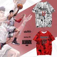 2023 NewNew สไตล์3D Slam Dunk ถุงมือสูงแขนสั้นเยาวชนยอดนิยมหลวมคอเสื้อยืดผู้ชาย