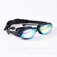 Silicone Goggles Myopia Swimming Goggles Earplugs Electroplating Non-Fogging Swimming Glasses