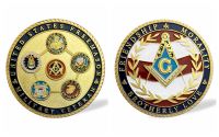 เหรียญความท้าทายของรุ่น Masonic Freemason ลายทหารกองทัพทะเลกองทัพอากาศสหรัฐ