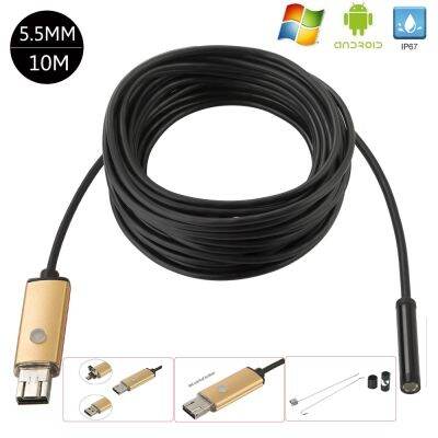 2 in 1 endoscope 5 m cable 5.5 mm 6 LED lens IP67 waterproof handheld detection endoscope for Android mobile phone PC tablet