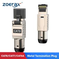 ZoeRax ขั้วต่อ Cat6A Cat7 Cat8 RJ45ต่อ RJ45ปลั๊กยกเลิกง่าย2000MHz 40G สาย LAN 24AWG 22AWG