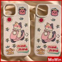 Mowin - เข้ากันได้สำหรับ เคสไอโฟน เคสไอโฟน11 เคส เป็นมิตรกับสิ่งแวดล้อมเคสย่อยสลายได้นุ่มสีขาวกันกระแทกป้องกันแมวน่ารักขี่มอเตอร์