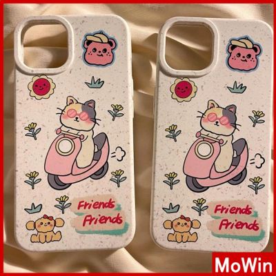 Mowin - เข้ากันได้สำหรับ เคสไอโฟน เคสไอโฟน11 เคส เป็นมิตรกับสิ่งแวดล้อมเคสย่อยสลายได้นุ่มสีขาวกันกระแทกป้องกันแมวน่ารักขี่มอเตอร์