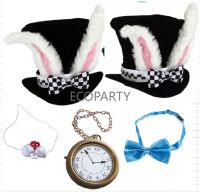 Rabbit Costume Alice In Wonderland Mr. Rabbit White Rabbit Hat Cosplay Props Accessories 5-Piece Set Accessories Set Ecoparty 20