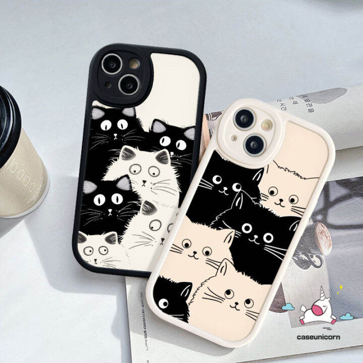 เคสมือถือลายแมวการ์ตูนน่ารักใช้ได้กับ-iphone-11-14-12-13-pro-max-7plus-xr-6s-7-8-plus-x-xs-max-se-2020ฝาครอบด้านหลังเนื้อนิ่ม-tpu-ตลก