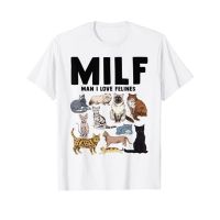 2023 NEWMILF Man I Love Felines Funny Cat เสื้อยืดวินเทจไอเดียของขวัญที่ดีที่สุดสำหรับแมว-แม่หรือแมว-พ่อน่ารัก Aesthet