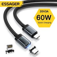 Essager สายชาร์จ USB แม่เหล็ก60W พิมพ์ PD 3A เร็วตัวชาร์จไฟสำหรับ IPhone สายไฟ14 13แล็ปท็อปซัมซุง