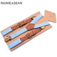 (ร้อน) RAINIE SEAN หนัง Suspenders ผู้ชายผู้หญิงสีแดง Vintage ces สำหรับกางเกง Y กลับชายหญิงกางเกง3คลิป115ซม.