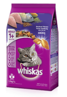 Whiskas Mackerel อาหารแมว อาหารเม็ด สูตรปลาทู พ็อกเกตส์ สำหรับแมวอายุ 1 ปีขึ้นไป ขนาด 1.2 กิโลกรัม