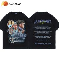 Ja Morant พิมพ์ผ้าฝ้ายเสื้อยืดผู้ชาย Oversize American High Street เสื้อบาสเกตบอล Retro หลวมรอบคอแขนสั้น TOP แฟชั่น Street Hip-Hop เสื้อนักเรียน TEE มีบริการเก็บเงินปลายทาง