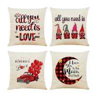 Valentines Day Pillow Covers 4 PCS Square Valentine Pillow Cases Farmhouse Throw Pillow Cases Holiday Decorations Gift 18x18 Inch Sofa Couch Living Room Bedroom Accessories intelligent