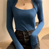 New winter party led long sleeve knit sweater inside the female cultivate ones morality show thin backing a western style shirt joker sleeve blouse