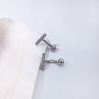 1 Pcs F136 Titanium 14G Navel Navel Bending Rod Square Inlaid with Zircon One Ball Body Piercing Jewelry Navel Ring Body jewellery