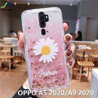 JieFieหรูหราของเหลวแบบไหลแสงดาวกรณีโทรศัพท์สำหรับOPPO A5 2020 / OPPO A9 2020 / A5S / A3S / A12 / A12E /  A7ดอกเบญจมาศสไตล์ใสซิลิโคนโทรศัพท์ฝาหลัง