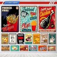 French Fries Chicken Pizza BBQ Vintage Tin Sign Bar Cafe Shop Home House Restaurant Store Fastfood Wall Decor Retro Metal Art Poster(Contact seller, free custom pattern)