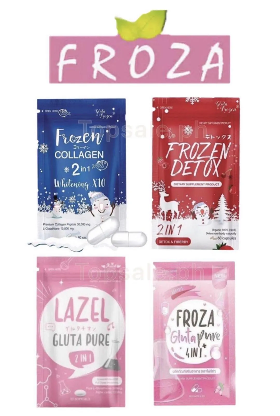 ( 4 in 1 ) Frozen Collagen + Frozen Detox + Froza Gluta Pure 4in1 + Lazel Gluta  Pure 2in1 | Lazada PH