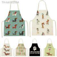 ♞✐❈ Cartoon Dog Paw Patrolling Cotton Dachshund Dog Painted Bulldog Dachshund Kitchen Apron Housewife Aprons Cooking Household