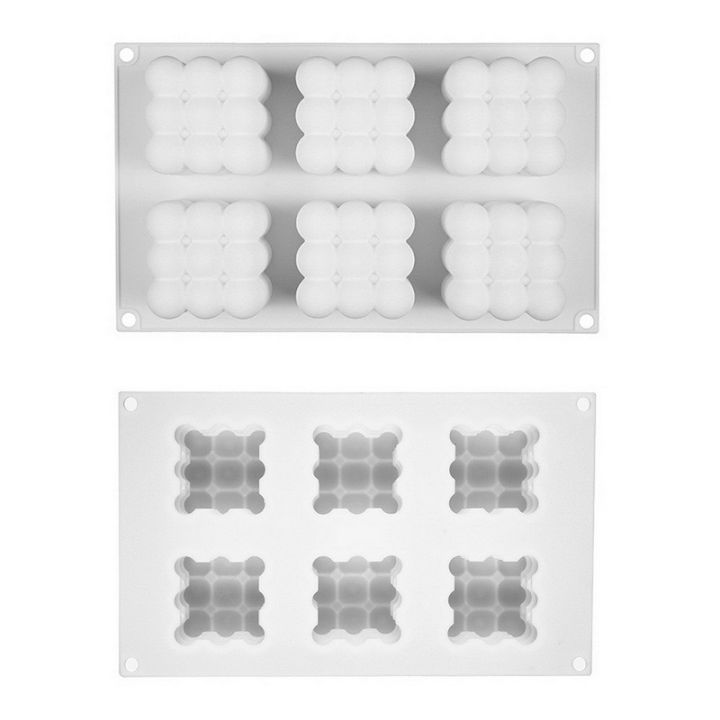 แม่พิมพ์ซิลิโคนทรงลูกบาศก์เรซิน3มิติพิมพ์ทำเค้ก6ช่องแม่พิมพ์สบู่ขี้ผึ้งของหวานช็อกโกแลตเครื่องมือทำขนมอบขนม