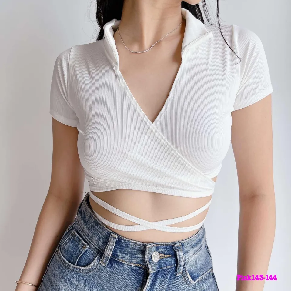 PAULA 2 WAY Collar knitted Crop Top | Lazada PH