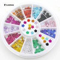 หลายสี Glitters Rhinestones ดอกไม้ Studs ทำเล็บมือเล็บตกแต่ง Art