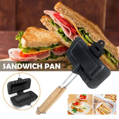 Black Sandwich Maker Pan Toaster Maker Nonstick Frying Sandwich Dog DIY Sided Double Tool Pan Hot Maker G9B1