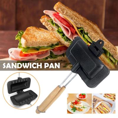 Black Sandwich Maker Pan Toaster Maker Nonstick Frying Maker Hot Double Sandwich Dog Pan DIY Tool Sided R5G2